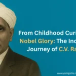 Banner featuring C.V. Raman with highlighted title text on a simple, elegant background.