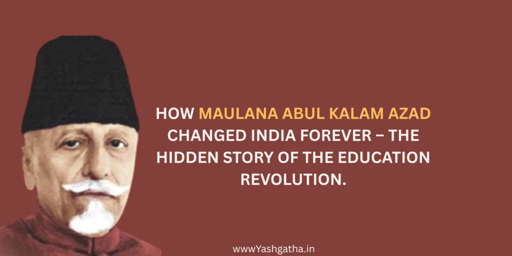 Portrait of Maulana Abul Kalam Azad, India’s first Education Minister and freedom fighter, wearing traditional attire and cap.