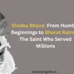 Vinoba Bhave inspiring portrait with title highlighting his journey from humble beginnings to Bharat Ratna recognition.