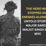 Black and white silhouette of an Indian Army soldier representing Major Sardar Malkit Singh Brar, Mahavir Chakra awardee.