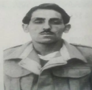 Black-and-white portrait of Ram Chander in Indian Army uniform, Maha Vir Chakra recipient.