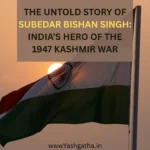 Indian national flag at sunset symbolizing Subedar Bishan Singh, hero of the 1947 Kashmir War