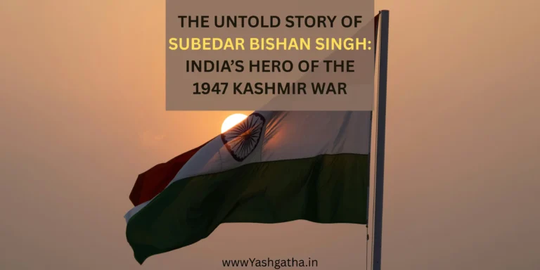 Indian national flag at sunset symbolizing Subedar Bishan Singh, hero of the 1947 Kashmir War